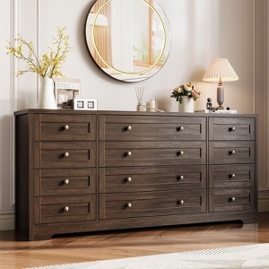 Wooden Dressers for Bedroom with 12 Drawers, Wide TV Stand Dresser for 65 Inch TV, Chest of Drawers - 1 of 4