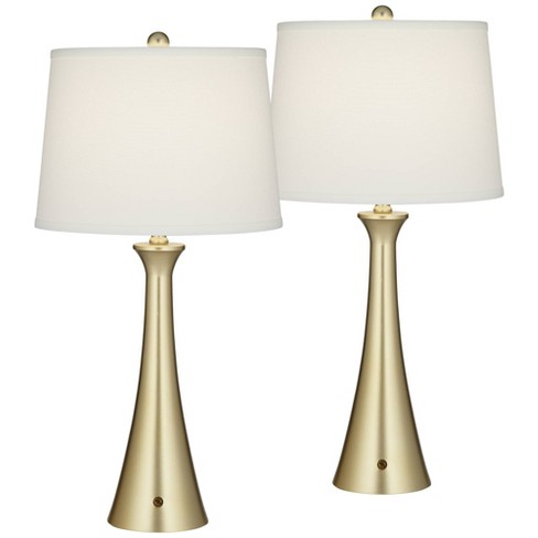360 Lighting Karl 27 1/2 Tall Modern Table Lamps Set Of 2 Full Range  Dimmer Usb Port Gold Metal Living Room Charging Bedroom Bedside White Shade  : Target
