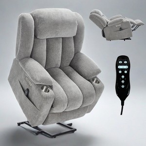 TiramisuBest Up to 350 LBS Chenille Power Lift Recliner Chair, Heavy Duty Motion Mechanism with 8-Point Vibration Massage and Lumbar Heating - 1 of 4