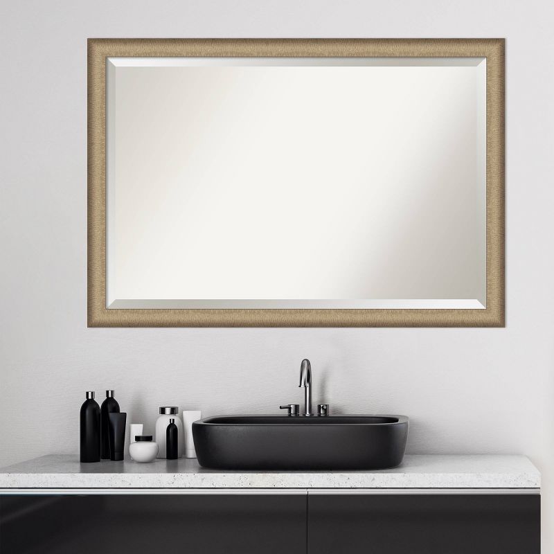 Elegant Brushed Framed Bathroom Vanity Wall Mirror - Amanti Art, 5 of 12