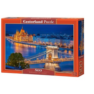 500 Piece Jigsaw Puzzle, Budapest by Night, Hungary, Riverside, City at night, Adult Puzzle, Castorland B-53940 - 1 of 4