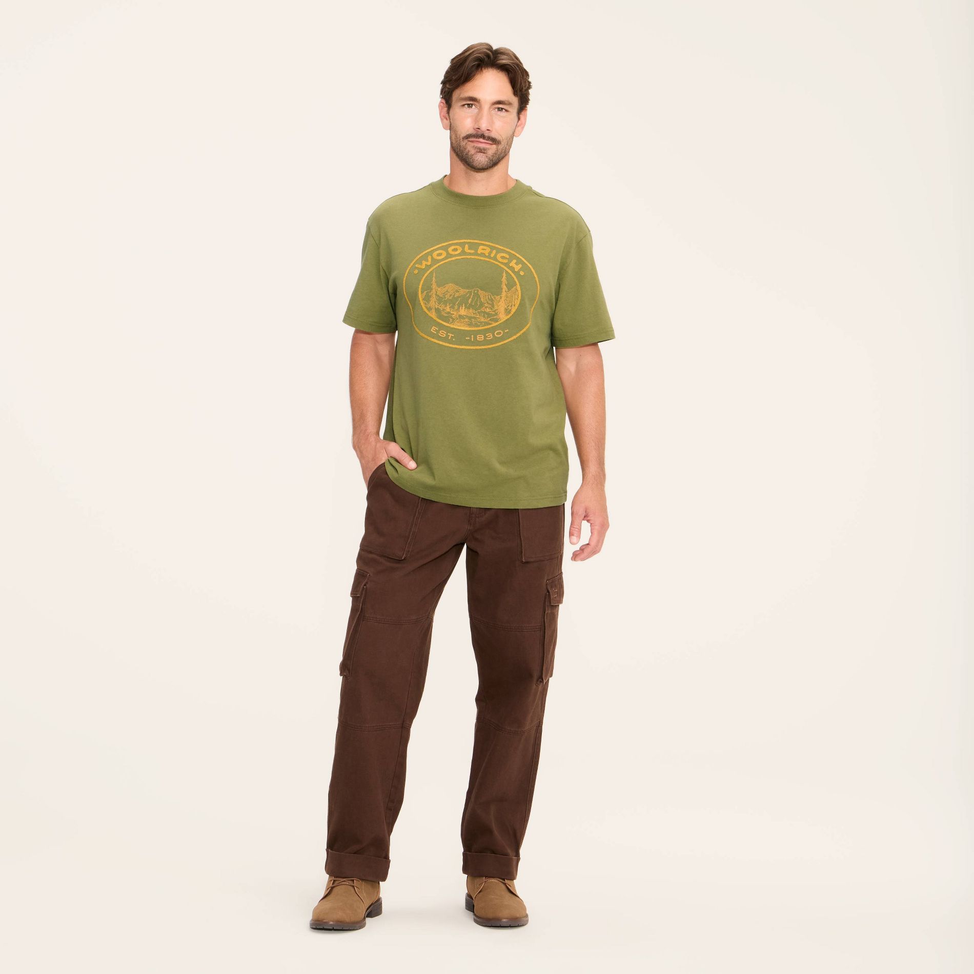 Adult Dept of Forestry Graphic Print Short Sleeve Crewneck T-Shirt - Woolrich x Target Olive Green M
