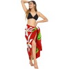 LA LEELA Women's Summer Bikini Wrap Sarong Cover up Skirt Bathing suit Swimwear Swimsuit Beach Wraps Coverup for Women One Size Red, Floral - 3 of 4