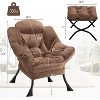 Modern Lounge Chair with Ottoman - Oversized Accent Chair with Folding Footrest - Comfortable Reading Chair for Living Room Bedroom - Beige - 3 of 4