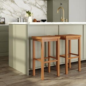 Now Furniture 30" Bar Stool, Wooden Backless Bar Height Kitchen Stool - 1 of 4