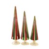 Christmas 14.5" Red And Green Pleated Trees St/3  Decor Ation Gold Glitter Cody Foster  -  Decorative Sculptures - 2 of 3
