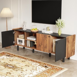 61.8" MDF TV Console Table with 3 Cabinets, Sideboard Cabinet with Adjustable Shelf, Buffet Table for Living Room or Entryway - 1 of 4