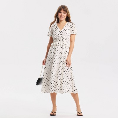 Женские платья A New Day Women's Short Sleeve Drawstring Waist Midi Dress - A New Day™ Light Yellow XS — фото 3