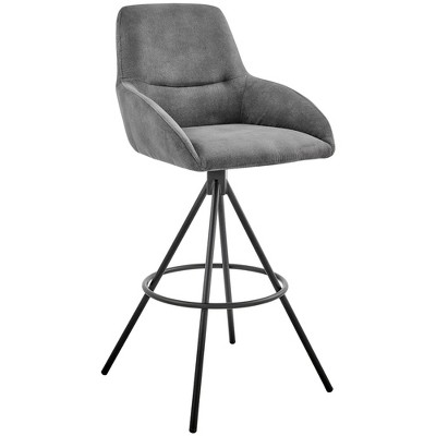 26" Odessa Counter Height Barstool with Charcoal Fabric Black Finish - Armen Living