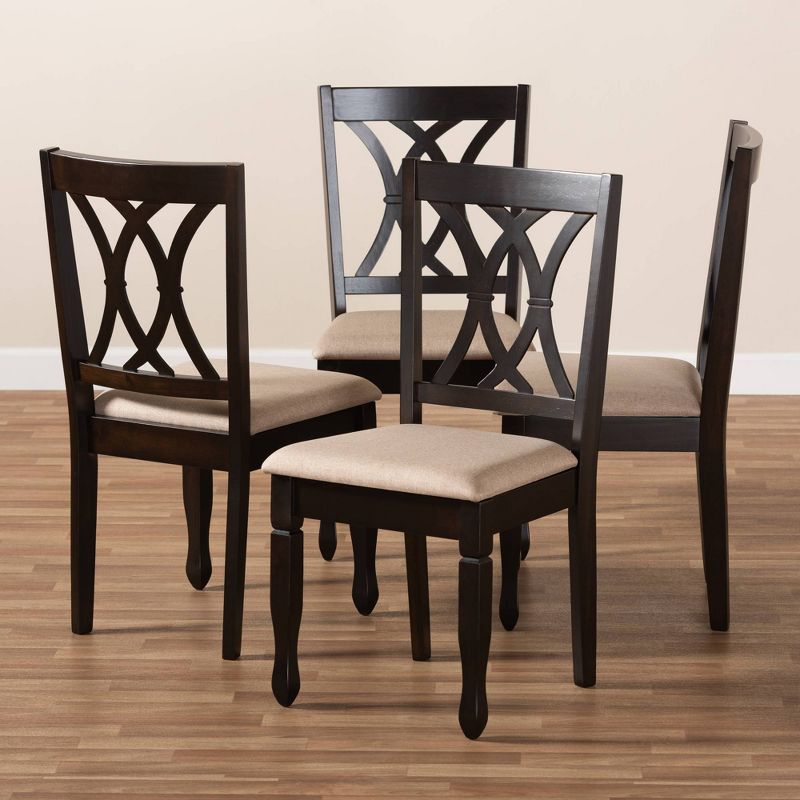 Set of 4 Reneau Finished Wood Dining Chairs Brown - Baxton Studio: Upholstered, Espresso, Modern Style, 4 of 9