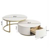 ALEXOUN Modern Round Nesting Coffee Table Set with Drawer - Fluted Elegant Design,Gold Frame for Living Room & Bedroom,Small Space - 3 of 4