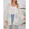 Coolmee Crochet Cardigan for Women Sleeve Open Front Lightweight Lace Boho Cover Up With Pocket - 3 of 4