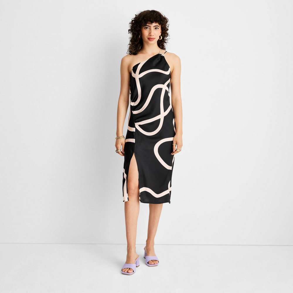 UPC 196983483968 - Women's Abstract One Shoulder Slit Midi Dress ...
