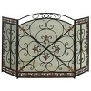 Royal Hampton Filigree Design Fireplace Screen, Traditional 3 Panel Metal - 2 of 4