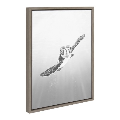 Gray Sea Turtle Print on Canvas with Polystyrene Frame