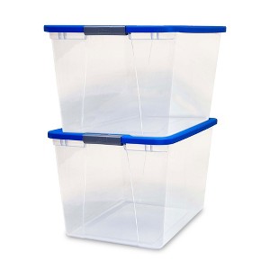 Homz Secure Latch Large Clear Stackable Storage Container w/ Lid - 1 of 4