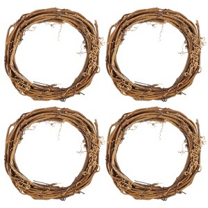 Unique Bargains Metal Door Window Decorations Hoop Round Rattan Wreaths 4 Pcs - 1 of 4
