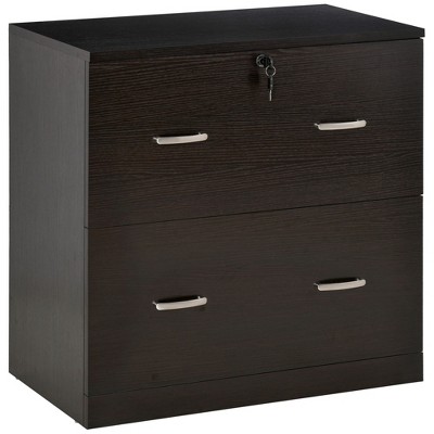 Vinsetto 2-Drawer File Cabinet with Lock and Keys, Vertical Storage Filing Cabinet with Hanging Bar for Letter Size, Home Office, Espresso