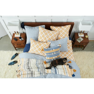 Surf Blue Polyester Square Throw Pillow