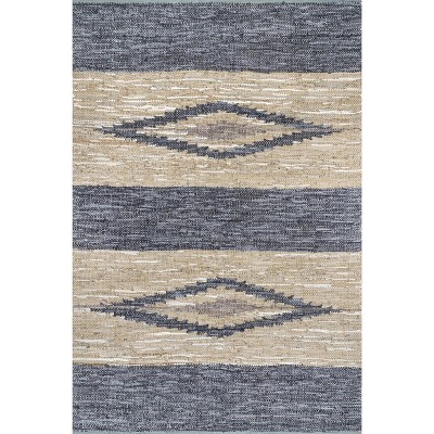 Nuloom Farren Hand Woven Diamond Leather Indoor Area Rug