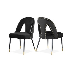 Meridian Furniture,Akoya Velvet Dining Chair, Set of 2 - 1 of 4