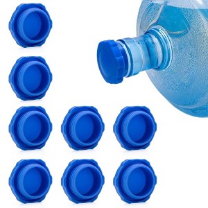 Reusable Water Jug Caps Anti- Not Spill Food Grade Silicone Water Bottle Top Lid Fits 55mm Jug Bottles 8pcs - 1 of 4