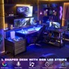 Aheaplus L-Shaped Computer Desk with Drawers and Monitor Shelf, Gaming Desks with LED Strip - 2 of 4