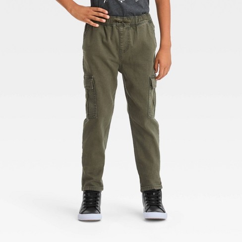 Boys' Super Stretch Relaxed Tapered Pull-on Cargo Pants - Cat & Jack™ Olive  Green 8 : Target