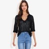 Anna-Kaci Women's Lightweight Knit Top with Notch Neck and Rolled Cuffs - 2 of 4