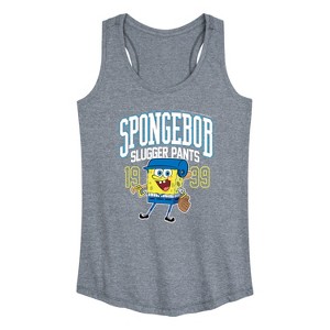 Women's - SpongeBob SquarePants - SpongeBob Slugger Pants Graphic Racerback Tank - 1 of 4