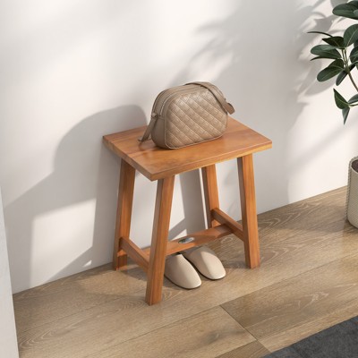 Costway Teak Shower Bench, Bathroom Shower Stool for Shaving Legs & Spa Bath Natural