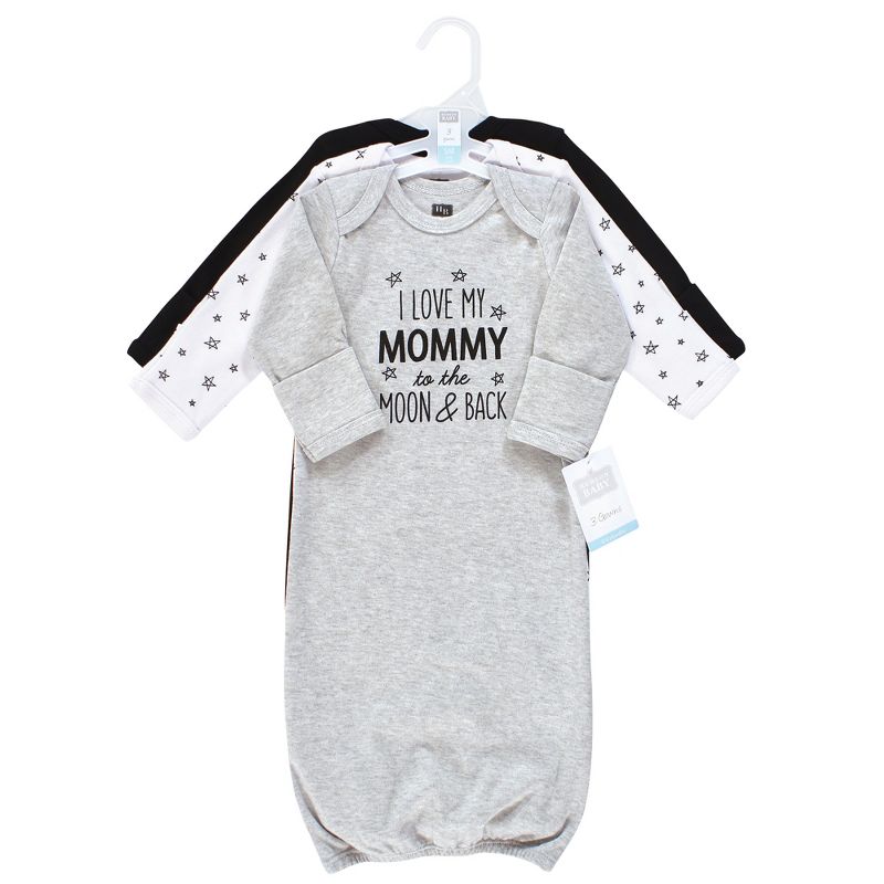 Hudson Baby Infant Boy Cotton Gowns, Mom Dad Moon And Back, 3 of 7