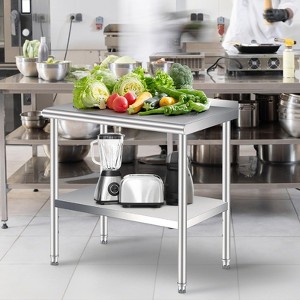 60x24 Inch Stainless Steel Work Table w/ Backsplash & Adjustable Shelf for Commercial Kitchen | Heavy Duty - 1 of 4