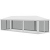 334.75"Outsunny 10' x 28' Party Tent Canopy, Outdoor Event Shelter Gazebo with 8 Removable Mesh Sidewalls, Zipper Doors, Steel Frame, White - 4 of 4