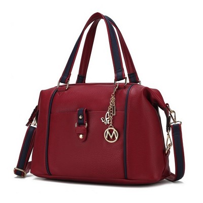 MKF Collection Opal Vegan Leather Lightweight Satchel Bag by Mia K- Red Navy