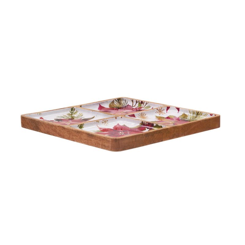 Gallerie II Poinsettia Mango Wood Sectional Tray, 2 of 5