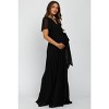 Pinkblush Black Chiffon Short Sleeve Maternity Maxi Dress - 2 of 3
