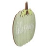 Northlight 20" Green and Brown Blessings Pumpkin Wooden Thanksgiving Hanging Wall Sign - 4 of 4