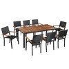 vidaXL Outdoor Dining Set - Poly Rattan and Acacia Wood, Water-Resistant and Durable - 9 Pieces with 1 Table and 8 Chairs - Brown/Black - 2 of 4