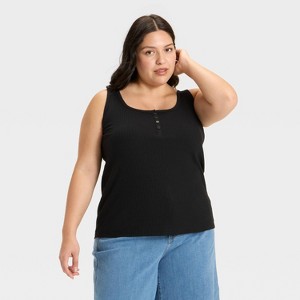 Women's Slim Fit Ribbed Tank Top - Ava & Viv™ - 1 of 3