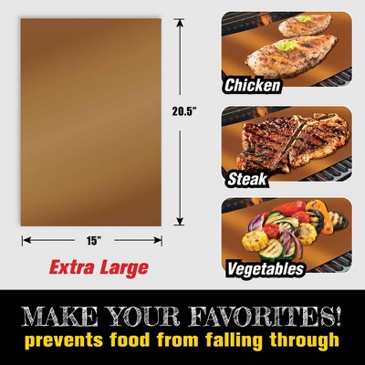 Copper Non-Stick Grill and Baking Mats Set of 3