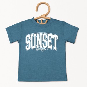 The Juniper Shop Varsity Sunset Chaser Toddler Short Sleeve Tee - 2T - Teal - 1 of 4