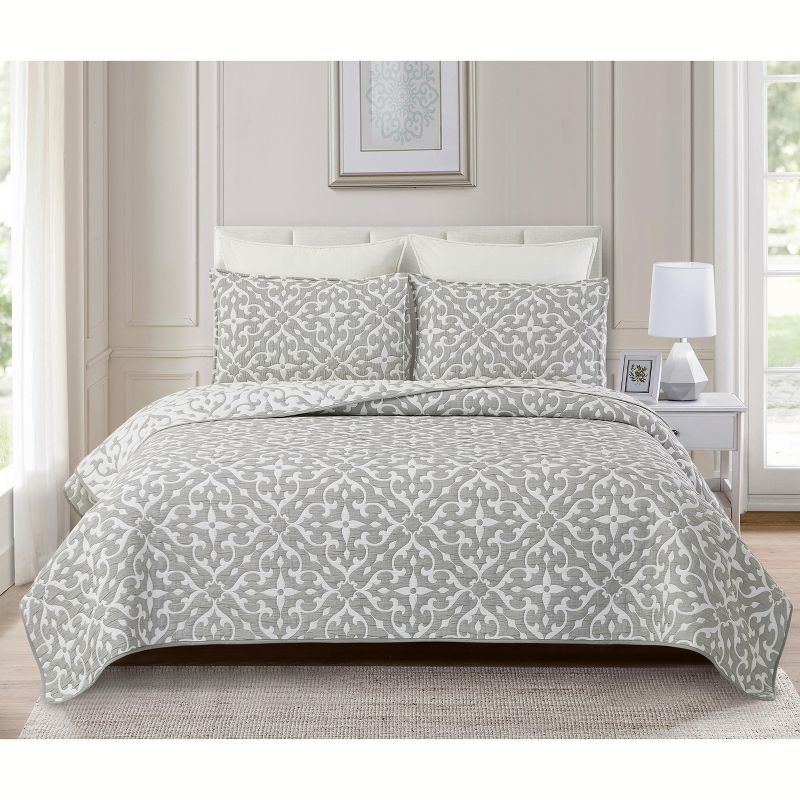 C&F Home Medallion Jacquard Cotton Cover Quilt Set  - Reversible and Machine Washable, 2 of 7