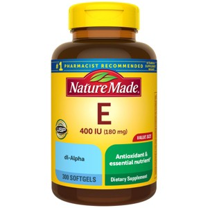 Nature Made Vitamin E 180 mg (400 IU) dl-Alpha, Dietary Supplement for Antioxidant Support, 300 Softgels, 300 Day Supply - 1 of 4