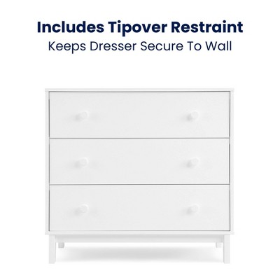 Bianca White 3-Drawer Pine Nursery Dresser
