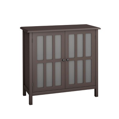 Elegant Modern Brown MDF and Glass Sideboard Storage Cabinet