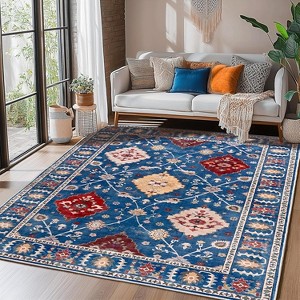 LOVEVOOK 5x7 ft Vintage Area Rugs for Living Room, Non-Slip Bedroom Floral Rug, Modern Oushak Carpet Machine Washable Rugs for Office Dining Room - 1 of 4
