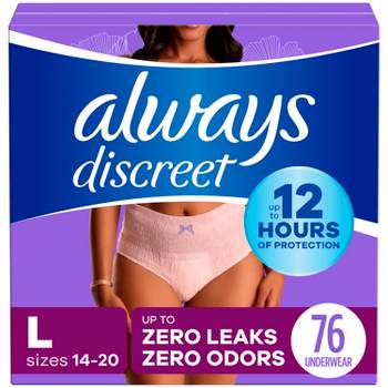 Always Discreet, Incontinence & Postpartum Underwear for Women, Maximum,  Large 56 ct