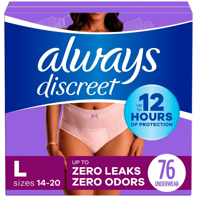 Always Discreet Incontinence Underwear Women&#39;s - Maximum Protection - Large - 76ct, 1 of 12