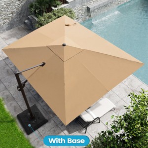 Crestlive Products 9x11FT Cantilever Umbrella UV30+ Outdoor 360 Degree Rotation Offset Umbrella 6 Heights Adjustable with Base - 1 of 4